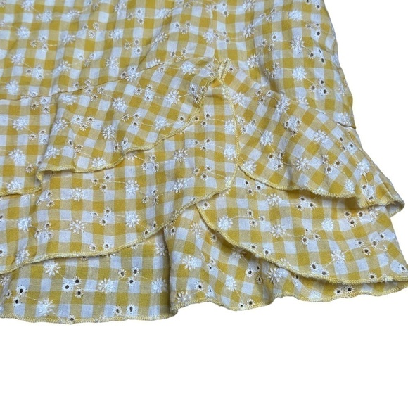 Kirious yellow checkered mini skirt floral NWT small - Picture 4 of 6